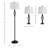 3 Piece Table Floor Lamp Set With Metal Pole, Round Base, And Fabric Lampshade, Floor Lamp