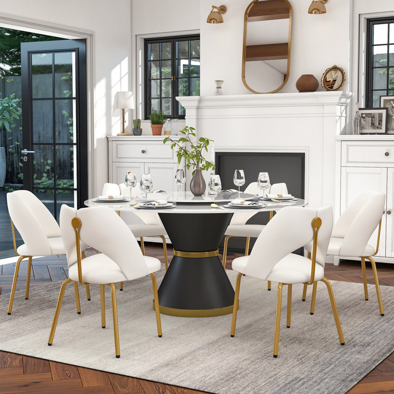 Table de salle à manger Ryding, H 29,5 po x L 59 po x l 59 po, Blanc