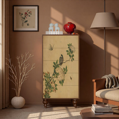 Five Drawer Ash Wood Storage Cabinet