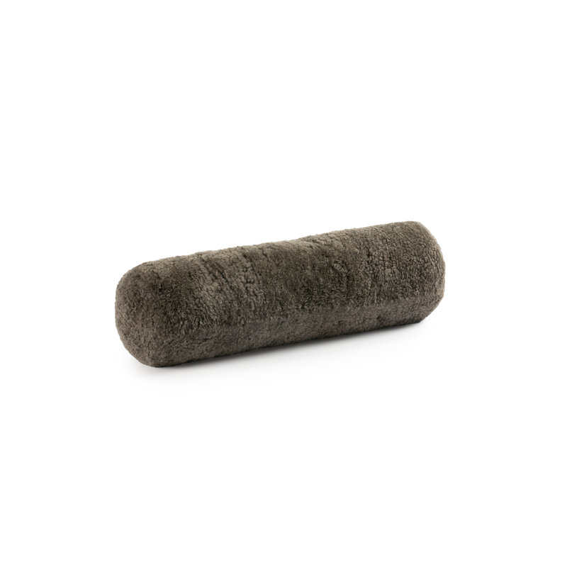 Fibre By Auskin Short Wool Curly Sheepskin Bolster Cushion FOSSIL, Fossil