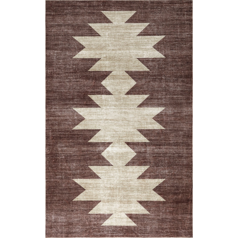 Tapis antidérapant Peyton Minimalist, Brown/Cream, Rectangle 3' x 5'