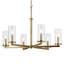 Lustre en laiton naturel 6 lumières avec abat-jour en verre transparent Crosby-1044564599