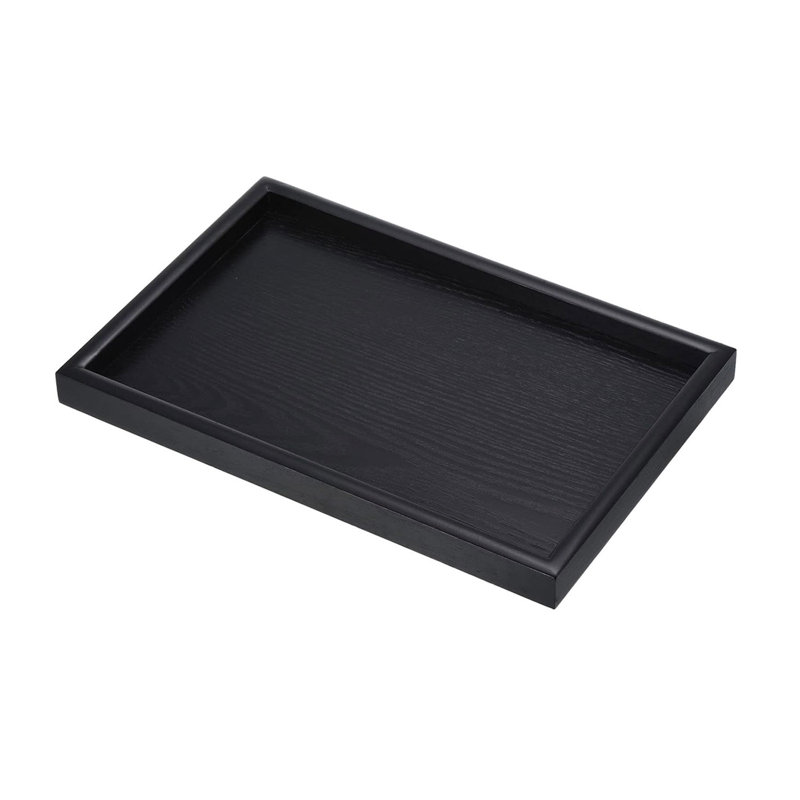 Plateau décoratif en bois noir 12 x 8 pouces, plateau de service rectangulaire pour la cuisine et la maison