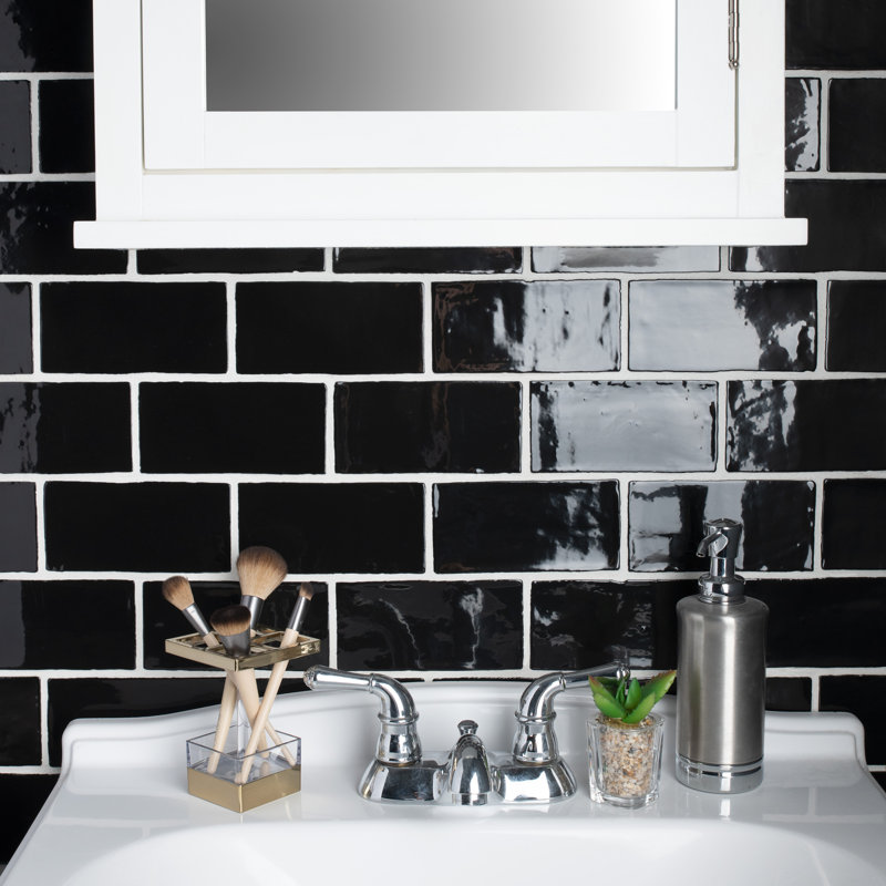 Chester 3" x 6" Ceramic Subway Tile in Black