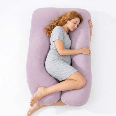 Cooling Pregnancy Pillows, U Shaped Full Body Maternity Pillow for Pregnant Support, Rayon Derived from Bamboo, Buttery Soft, Super Breathable for Hot Sleeper, Purple