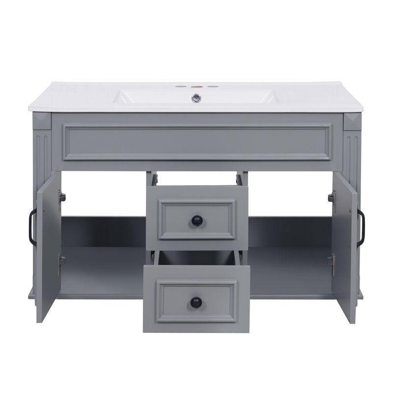 Meuble-lavabo flottant 36 po avec lavabo en céramique 36 po, Gray