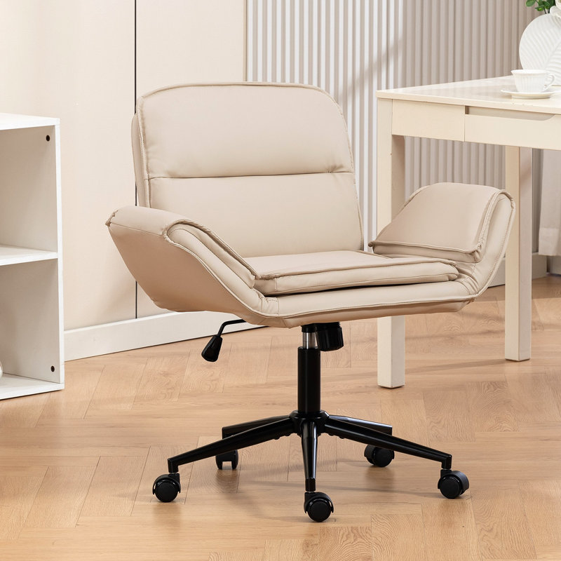 Chaise de bureau Criss Cross avec accoudoirs et roues réglables à 5 vitesses, chaise de bureau pivotante ergonomique à dossier épaissi pour bureau à domicile, meuble-lavabo, chambre à coucher et salon
