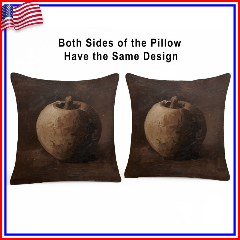 Textured Brown Apple Double Sided Throw Pillows, 14 x 14 inches