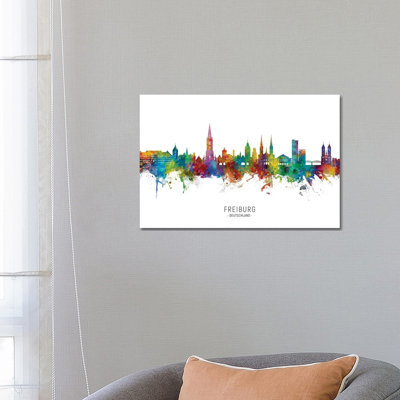 Freiburg Deutschland Skyline City Name by Michael Tompsett - Wrapped Canvas Gallery-Wrapped Canvas Giclée