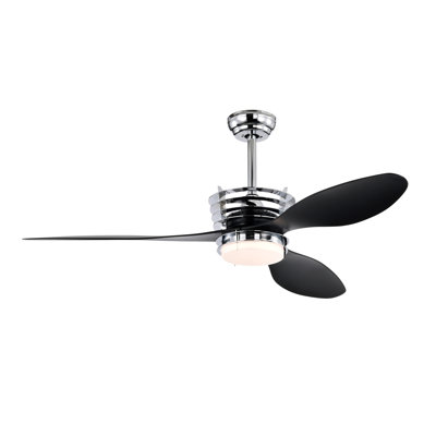 Ventilateur de plafond 52 po avec pales en ABS avec lumières et télécommande DC, ventilateur de plafond moderne à moteur à courant continu avec 3 pales en ABS et 2 tiges, ventilateur de plafond intérieur avec lumière pour la chambre à coucher, le 