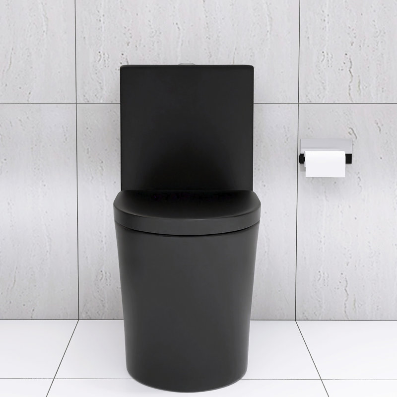 Toilette noire matte avec double chasse, 1,1 / 1,6, conception à jupe pour une salle de bain moderne avec un look puissant et facile à nettoyer
