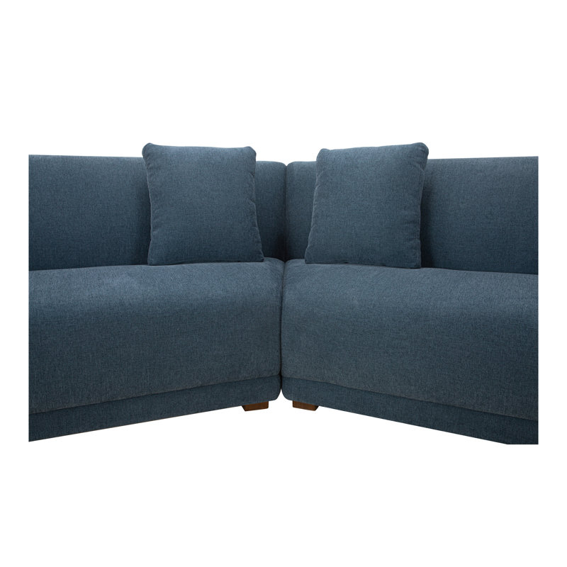 Fraser 3 Piece Modular Sectional With Slipper White, Blue Polyester