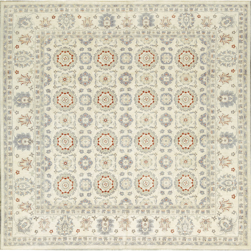 Tapis ivoire noué à la main de haute qualité
