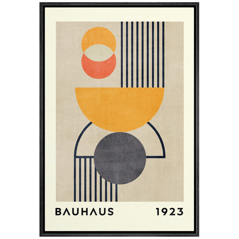 Classical Artwork " Bauhaus Orange Geometric Polygon ", Black, 24" H x 16" W