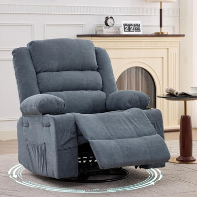 360° Swivel Recliner Chair for Adults, Manual Rocker with 3 Positions & Side Pockets