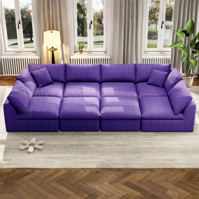 Canapé modulaire modulaire, canapé modulaire Cloud avec siège profond, canapé rembourré sans os pour la chambre à coucher du salon (mauve, 6 places + 2 repose-pieds)