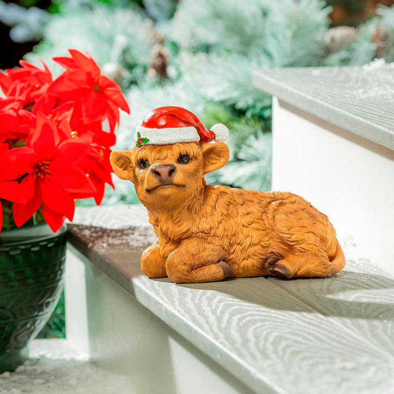 Highland Cow Resin Garden Statue, 7.5"H