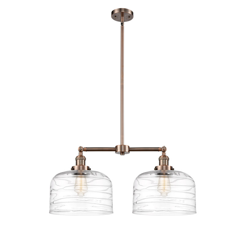 Luminaire suspendu linéaire à 2 lumières pour îlot de cuisine Hall, DEL, Cuivre antique