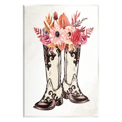 "Rodeo Boot Bouquet", art mural sur bois par Kim Allen