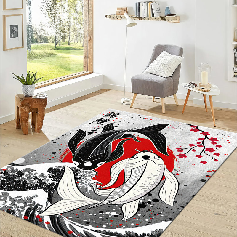 Deluxe Soft Pile Printed Rug with Intricate Floral and Geometric Design for a Touch of Elegance in Your Living Room or Bedroom