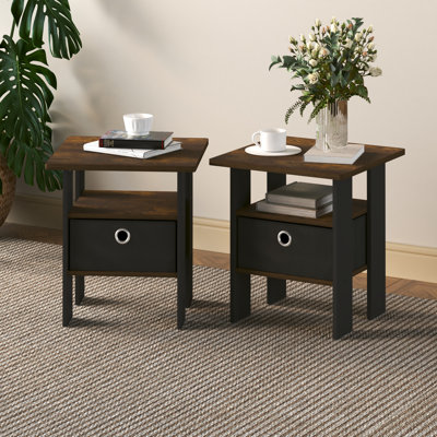 Ensemble de 2 tables de chevet modernes en bois 15,51 po x 15,5 po x 17,52 po avec tiroir et tablette