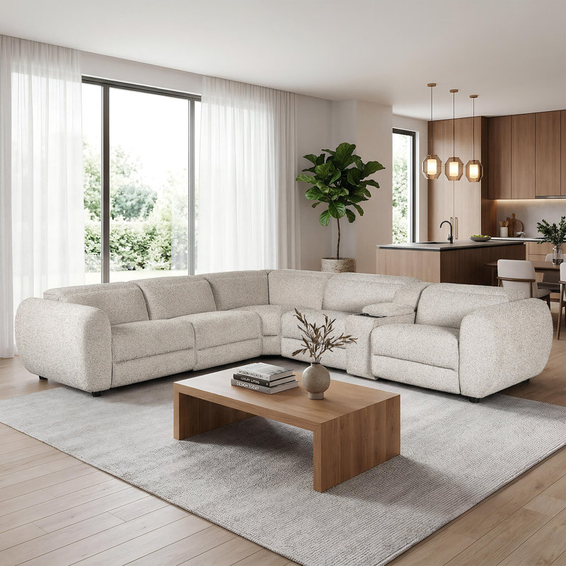 140" Contemporary Power Reclining Modular Sectional with Zero Gravity, Wireless Charging