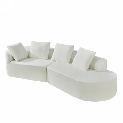 Lunford 116" Modern Curved Compressed Sectional Sofa With Back Pillows
