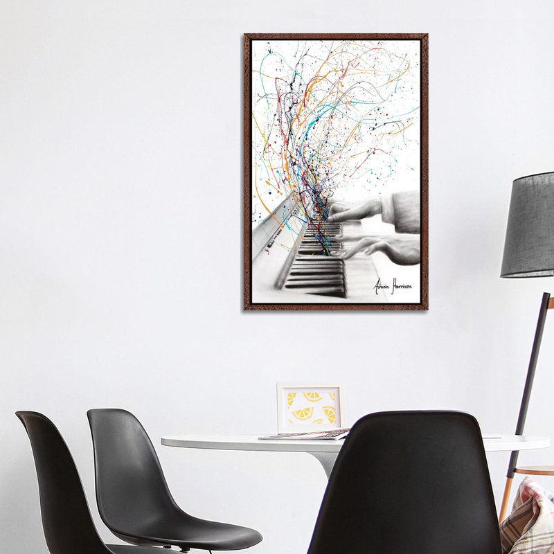 The Keyboard Solo by Ashvin Harrison - Painting on Canvas, Classic Brown Wood Framed, 101.6 cm H x 66.04 cm W