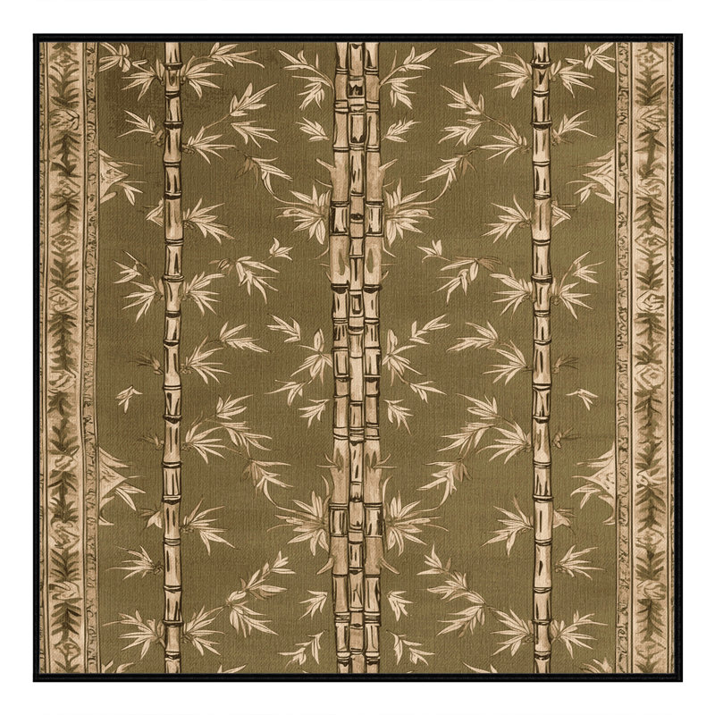 Machine Washable Art Deco Brown Area Rug, Square 5'