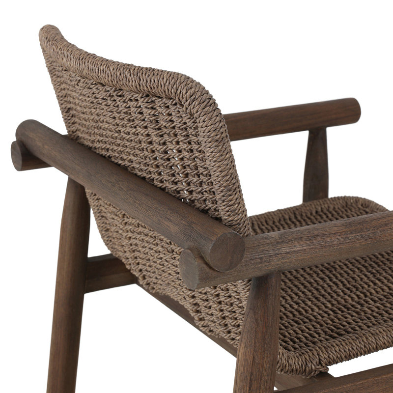 Dume Outdoor Dining Armchair, Dark Gray/Dark Brown