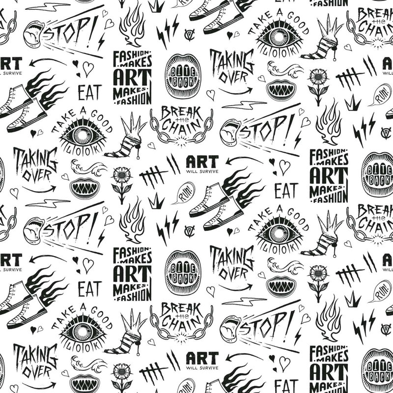 Rouleau de papier peint autocollant L 18,5 pi x l 18 po Disney Cruella Graffiti