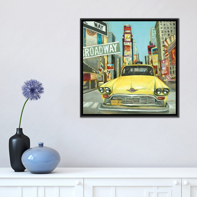 « new york », reproduction d’impression sur toile, H 18 po x l 18 po x P 1,5 po, Toile avec cadre noir, Pas de tapis