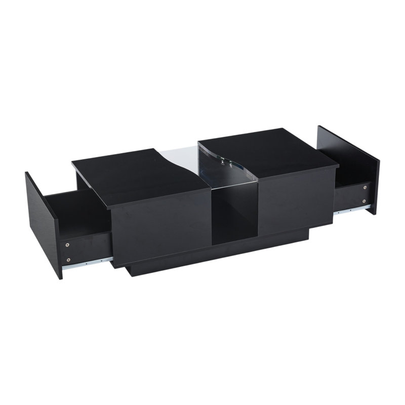 Pedestal Coffee Table with Storage, Black