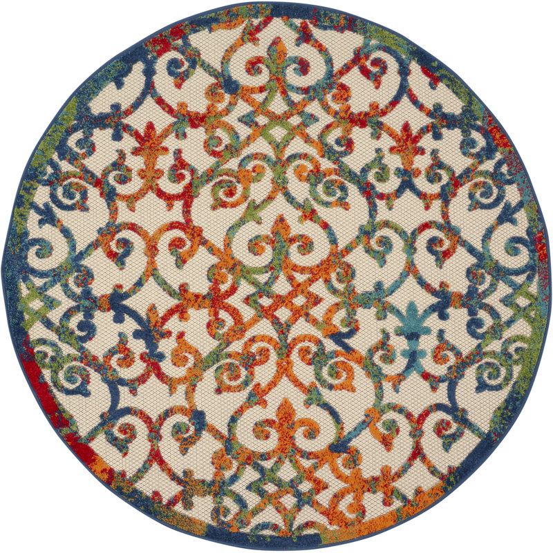 Aasto Ikat Indoor Rug, Round 5'3"