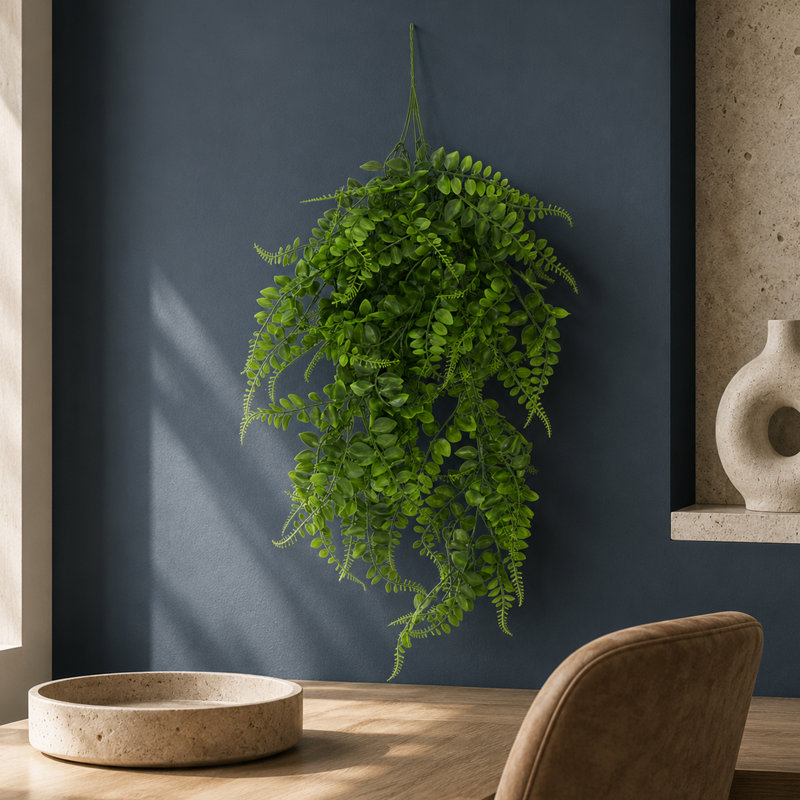 Artificial Hanging Plants Fire / UV Resistant 85cm Faux Fern Plant