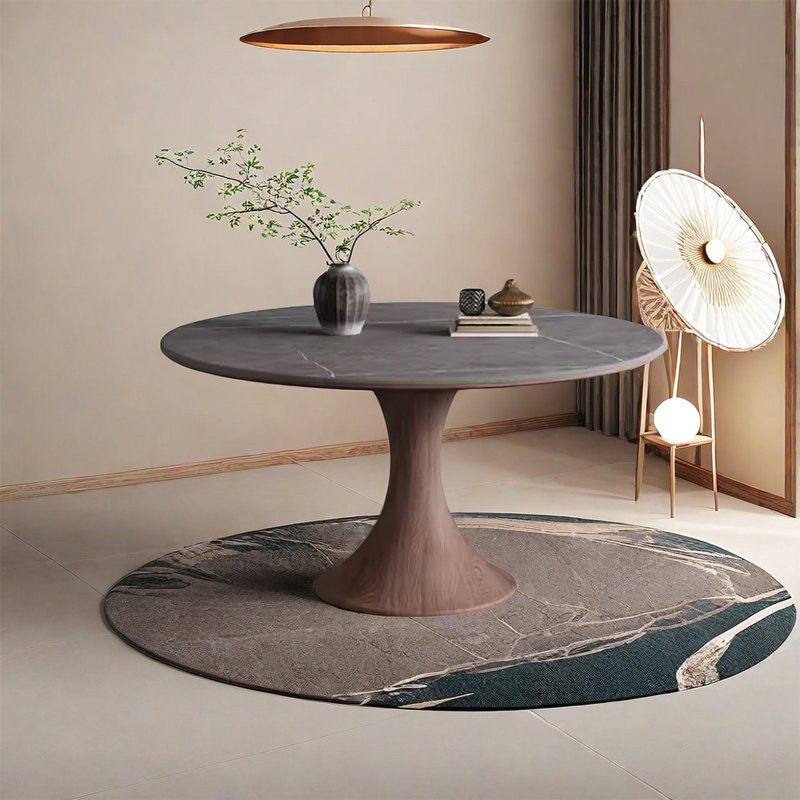 Nadaraj Vintage round rock plate table, 29.52"H x 47.24"L x 47.24"W