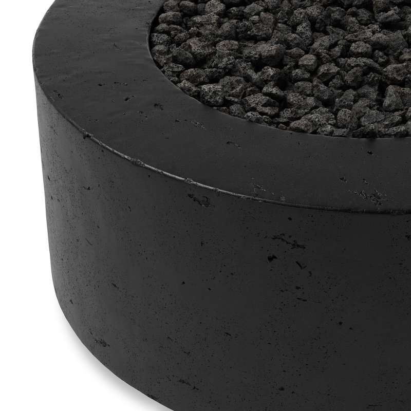 Damian 16.5" H x 35.5" W Concrete Outdoor Fire Pit Table, Black, Propane