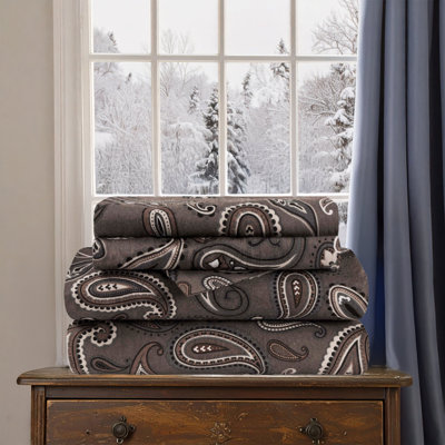 Blue Nile Mills Paisley 100% Cotton Flannel Deep Pocket Sheet Set