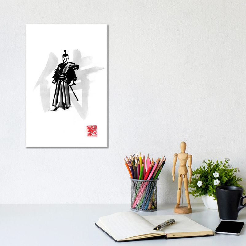 Samurai by Péchane - Painting on Canvas, Wrapped Canvas, 20.32 cm H x 30.48 cm W