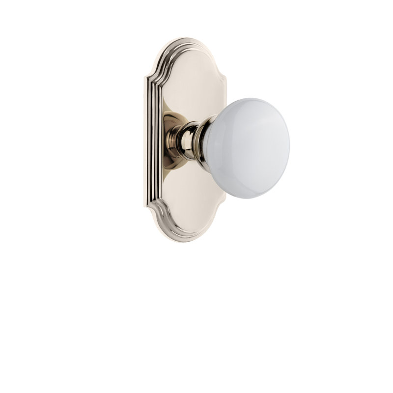 Double mannequin Grandeur Arc Plate avec bouton de porte Hyde Park, Nickel poli