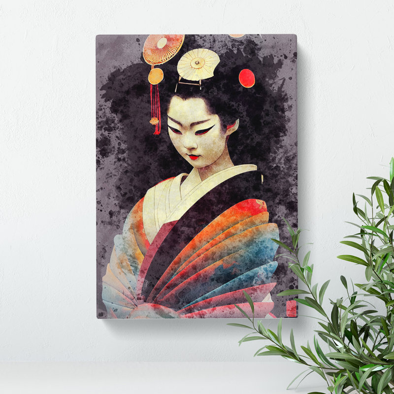 Geisha Watercolour No.1 - Wrapped Canvas, 50cm H x 35cm W x 3cm D