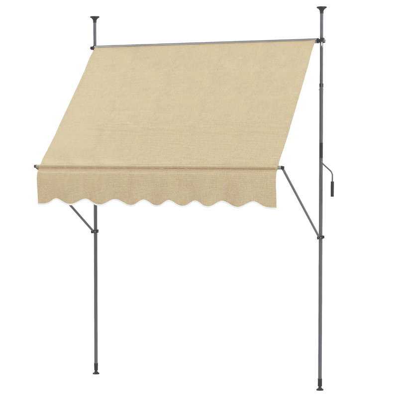 Outsunny D Polyester Cover Retractable Patio Awning, Beige, 47.2" H x 78.7" W x 48" D