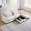 Canapé modulaire en velours côtelé confortable pour le salon avec coussins et accoudoirs ronds, canapé-lit en velours côtelé moderne avec repose-pieds profonds et repose-pieds (beige, 2 places)-1810333022