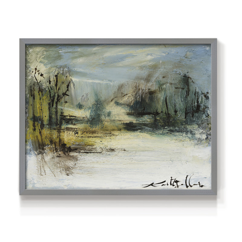 Wintery Horizon II - Reproduction encadrée - Restickable, H 8 po x l 10 po, Gris