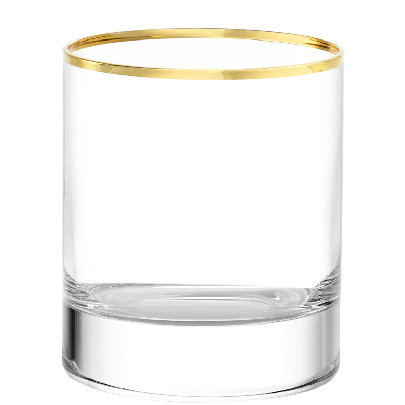Elegant Gold Rim Crystal Whiskey Glass Set of 4