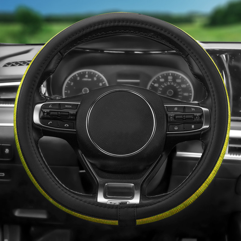 Galaxy13 Metallic Striped Steering Wheel Cover, Yellow