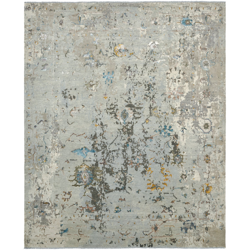 Illusion Weave Hand Knotted Abstract Area Rug, Rectangle 9' x 12'