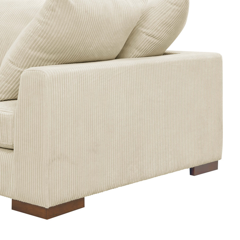 Canapé modulaire rembourré 3 pièces Aurbree, Velours côtelé beige
