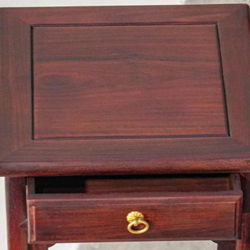 Solid Wood Table with Drawer and Lattice Storage