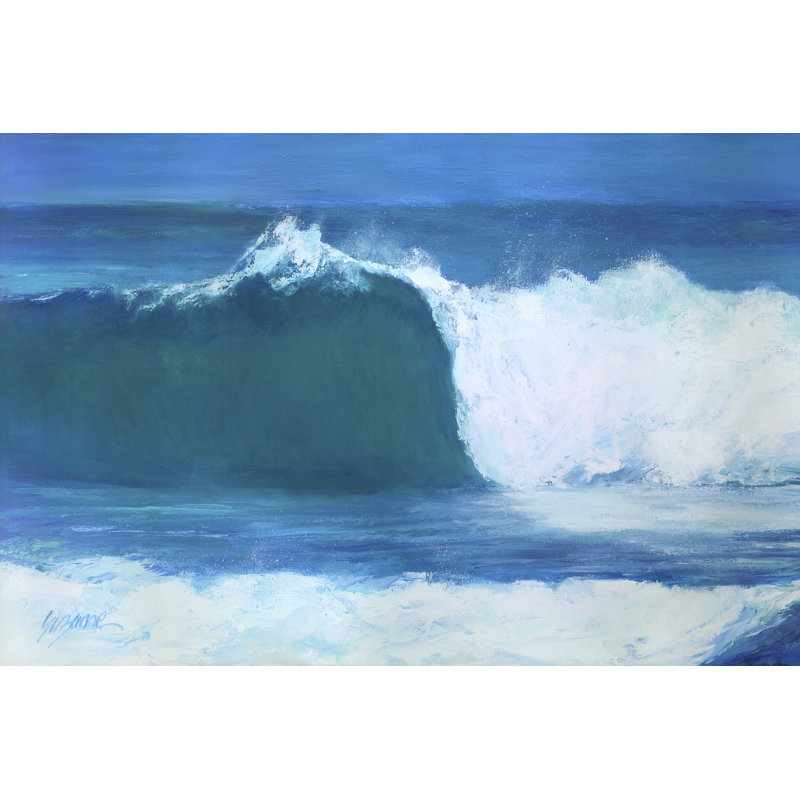 Blue Barrel by Suzanne Wilkins - Painting, Black Floater Framed, 30cm H x 46cm W